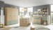 Babyzimmer-Komplettset >Birta< (5-teilig) Eiche / Salbei, Schrank, Bett, Kommode, Regal, Board