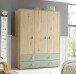 Babyzimmer-Komplettset >Birta< (3-teilig) Artisan Eiche / Salbei, Schrank, Wickelkommode, Babybett
