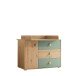 Wickelkommode >Birta< (2-teilig) in Artisan Eiche Dekor / Salbei - 120x99,3x77,6cm (B/H/T)