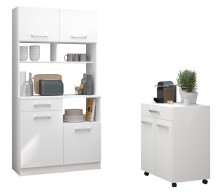 Mehrzweckschrank-Set >Uno 2< (2-teilig) Weiss, Buffet (90x177x42cm), Beistellschrank (60x75x43cm)