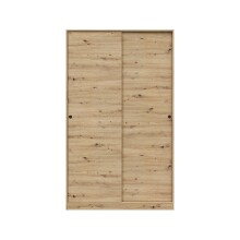 Schwebetürenschrank >ENZO< 1 Stange, 4 Böden, Nodi Eiche Dekor - 120x200x50 (BxHxT)