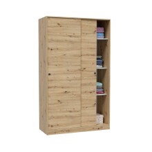 Schwebetürenschrank >ENZO< 1 Stange, 4 Böden, Nodi Eiche Dekor - 120x200x50 (BxHxT)