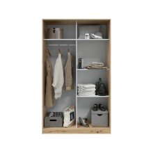 Schwebetürenschrank >ENZO< 1 Stange, 4 Böden, Nodi Eiche Dekor - 120x200x50 (BxHxT)