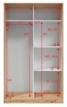Schwebetürenschrank >ENZO< 1 Stange, 4 Böden, Nodi Eiche Dekor - 120x200x50 (BxHxT)