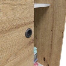 Schwebetürenschrank >ENZO< 1 Stange, 4 Böden, Nodi Eiche Dekor - 120x200x50 (BxHxT)