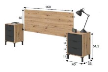 Komplettschlafzimmer >ENZO< (6-teilig) Nodi Eiche Dekor / Anthrazitgrau