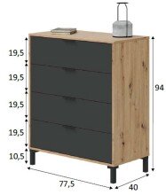 Komplettschlafzimmer >ENZO< (6-teilig) Nodi Eiche Dekor / Anthrazitgrau