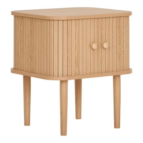 Beistelltisch >Nikko< Jalousientüren, Eichefarbig, MDF - 45x50,5x40cm (BxHxT)