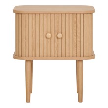 Beistelltisch >Nikko< Jalousientüren, Eichefarbig, MDF - 45x50,5x40cm (BxHxT)