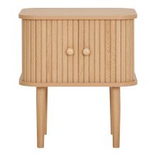 Beistelltisch >Nikko< Jalousientüren, Eichefarbig, MDF - 45x50,5x40cm (BxHxT)