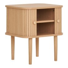 Beistelltisch >Nikko< Jalousientüren, Eichefarbig, MDF - 45x50,5x40cm (BxHxT)