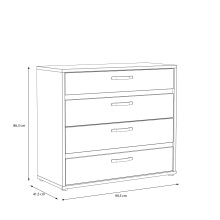 Kommode >CANMORE< 4 Schübe, Betonoptik / Weiss Hochglanz - 99,5x86,3x41,5cm (BxHxT)