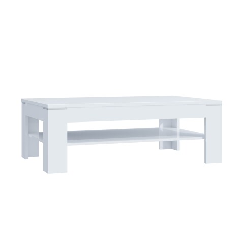 Couchtisch >COFFEE TABLES< mit Ablageboden, in Weiss Glanz - 120x43x75cm (BxHxT)