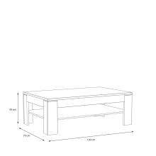 Couchtisch >COFFEE TABLES< mit Ablageboden, in Weiss Glanz - 120x43x75cm (BxHxT)