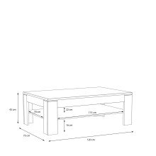 Couchtisch >COFFEE TABLES< mit Ablageboden, in Weiss Glanz - 120x43x75cm (BxHxT)