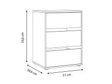 Schubkasteneinsatz >EXTRA< 3 Schübe, für Kleiderschrank, in Grau - 51x70,6x39,6cm (BxHxT)