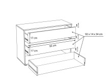 Schubkasteneinsatz >EXTRA< 3 Schübe, für Kleiderschränke, in Grau - 98,7x70,6x39,6cm (BxHxT)