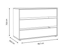 Schubkasteneinsatz >EXTRA< 3 Schübe, für Kleiderschränke, in Grau - 98,7x70,6x39,6cm (BxHxT)