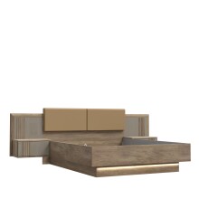 Bettanlage >SAVONA< mit LED, Eiche Antik Dekor /...
