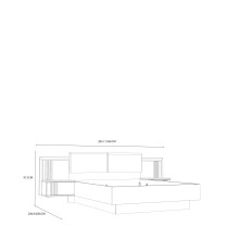 Bettanlage >SAVONA< mit LED, Eiche Antik Dekor / Beige Glanz - 290,1x97,5x206,6cm (BxHxT)