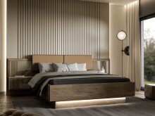 Bettanlage >SAVONA< mit LED, Eiche Antik Dekor /...
