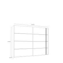 Schiebetürenschrank >SAVONA< 2 Böden, Beige Glanz  / Eiche Antik Dekor - 220,1x210,5x61,2cm (BxHxT)
