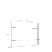 Schiebetürenschrank >SAVONA< 2 Böden, Beige Glanz  / Eiche Antik Dekor - 220,1x210,5x61,2cm (BxHxT)