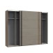 Schiebetürenschrank >SAVONA< 2 Böden, Beige Glanz  / Eiche Antik Dekor - 220,1x210,5x61,2cm (BxHxT)