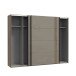 Schiebetürenschrank >SAVONA< 2 Böden, Beige Glanz  / Eiche Antik Dekor - 220,1x210,5x61,2cm (BxHxT)