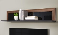 Wandboard >SAVONA< in Schlammeiche Dekor / schwarz - 132,9x27,7x22cm (BxHxT)