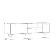 Lowboard >SEWILL<  3 Türen, Schub, Colonial Eiche Dekor/schwarz - 180,8x52,8x42cm (BxHxT)