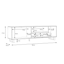 Lowboard >SEWILL<  3 Türen, Schub, Colonial Eiche Dekor/schwarz - 180,8x52,8x42cm (BxHxT)