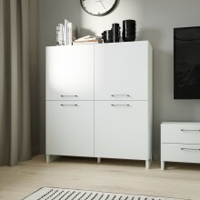 Highboard >SILBA< 4 Türen, Secret grey - 109,9x138,2x41,1cm (BxHxT)
