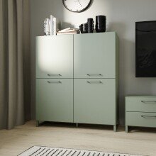 Highboard >SILBA< 4 Türen, Salbei - 109,9x138,2x41,1cm (BxHxT)