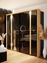 Passepartout >TULUZA BLACK< LED, Catania Eiche Dekor - 280,9x215,9x23,8cm (BxHxT)