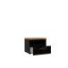 Nachtkommode >TULUZA BLACK< Catania Eiche Dekor / Schwarz Hochglanz - 55,5x44,4x43,4cm (BxHxT)
