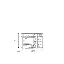 Sideboard >TULUZA BLACK< LED, Catania Eiche Dekor/Schwarz Hochglanz - 118,5x85,9x43,4cm (BxHxT)