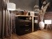 Sideboard >TULUZA BLACK< LED, Catania Eiche Dekor/Schwarz Hochglanz - 118,5x85,9x43,4cm (BxHxT)