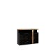 Sideboard >TULUZA BLACK< LED, Catania Eiche Dekor/Schwarz Hochglanz - 118,5x85,9x43,4cm (BxHxT)