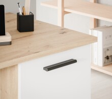 Schreibtisch >NET307< 3 Schübe, 1 Tür, Weiss / Artisan Eiche Dekor - 138,2x75,3cm (BxH)