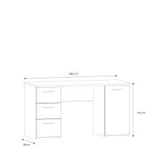 Schreibtisch >NET307< 3 Schübe, 1 Tür, Artisan Eiche Dekor - 138,2x75,3x60cm (BxHxT)