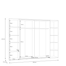 Dreh-/Schwebetürenschrank >NARAGO< 10 Böden, 2 Stangen, Schwarz / Weiss - 270,3x210,5x61,2 (BxHxT)