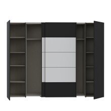 Dreh-/Schwebetürenschrank >NARAGO< 10 Böden, 2 Stangen, Schwarz / Weiss - 270,3x210,5x61,2 (BxHxT)