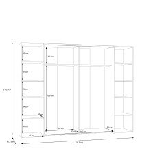 Dreh-/Schwebetürenschrank >NARAGO< 10 Böden, 2 Stangen, Schwarz / Weiss - 270,3x210,5x61,2 (BxHxT)