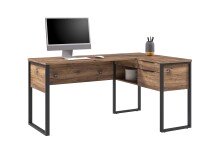 Eckschreibtisch >Marlo< in Zinneiche / schwarz - 152x75,5x104 (BxHxT)