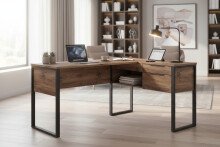 Eckschreibtisch >Marlo< in Zinneiche / schwarz - 152x75,5x104 (BxHxT)