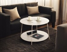 Couchtisch >55179< in grau (Kaschmirgrau), Stahlrohr, Metall - 40x65cm (HxD)