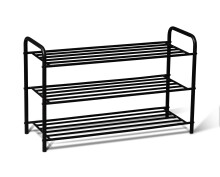 Schuhregal >Bock< in schwarz, Metall schwarz - 80x51x30cm (BxHxT)