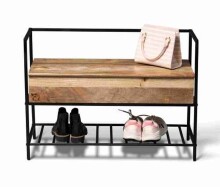 Schuhbank >Arne< in schwarz/braun - 86x62x35 (BxHxT)