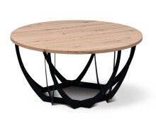 Couchtisch >Mella 2< Metall in schwarz / Artisan Eiche Dekor - 40x80 (HxD)
